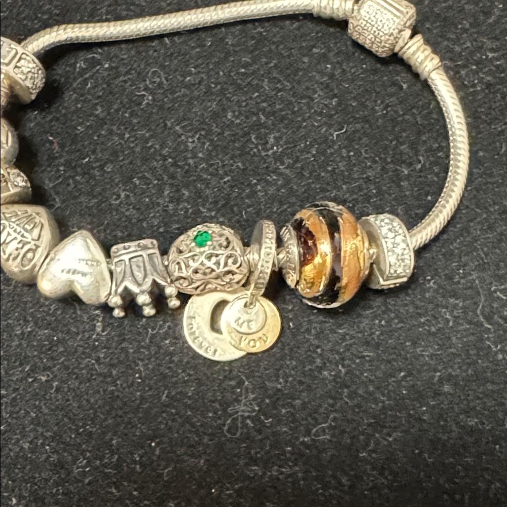 Pandora Charm Bracelet Sterling Silver with 10 charms - Picture 9 of 17